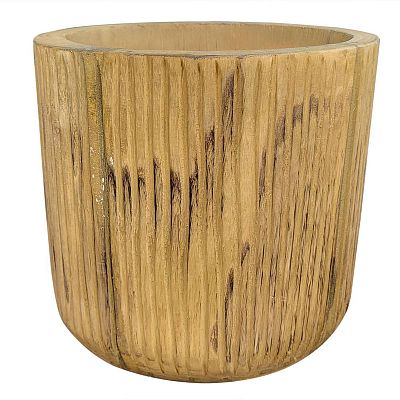 HORTICO RIBBED Wooden House Planter with Legs, Tall Indoor Plant Pot Stand with Waterproof Liner