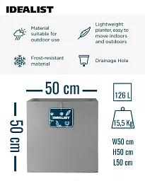 IDEALIST Lite Square Box Contemporary Light Concrete Planter