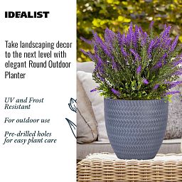 IDEALIST Lite Plaited Style Round Planter Outdoor Plant Pot