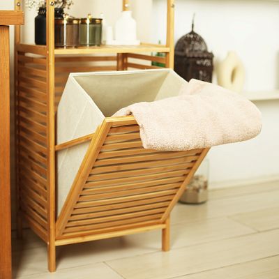 Froppi Wooden Washing Hamper Laundry Basket for Bathrooms