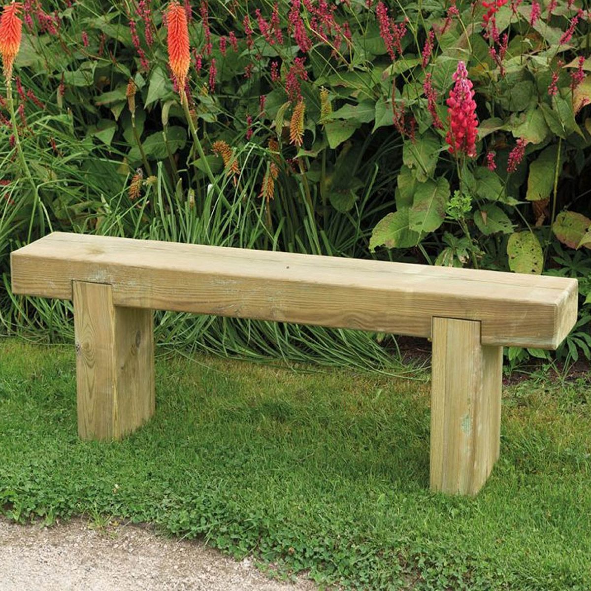Outdoor Wooden Double Sleeper Bench by Forest Garden