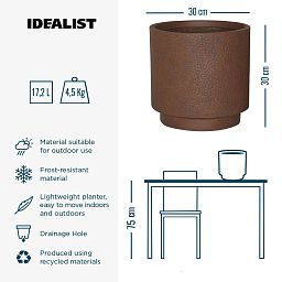 IDEALIST Lite Hammered Stone Cylinder Outdoor Planter