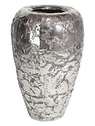 Luxury Ancient Chrome conical Round Tall Polystone Outdoor Planter