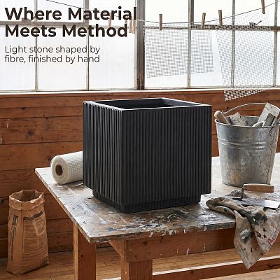 IDEALIST Lite Vertical Ribbed Square Effect Outdoor Planter