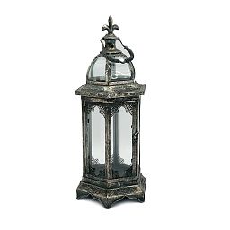 Hexagon Metal Ornament Garden Dark Silver Lantern by Minster