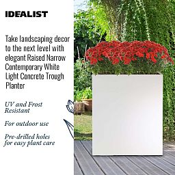 IDEALIST Lite Narrow Contemporary Light Concrete Trough Planter