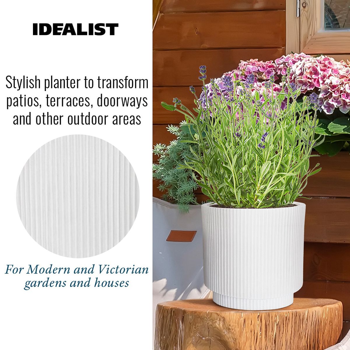 IDEALIST Lite Vertical Ribbed Cylinder Outdoor Planter