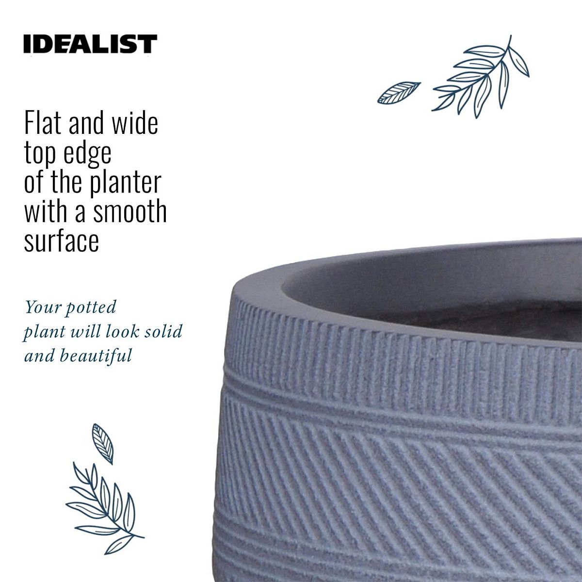 IDEALIST Lite Striped Tray Round Planter on Legs, Round Pot Plant Stand Indoor