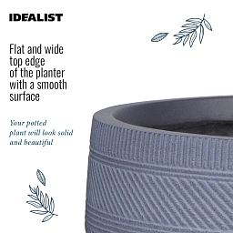 IDEALIST Lite Striped Tray Round Planter on Legs, Round Pot Plant Stand Indoor