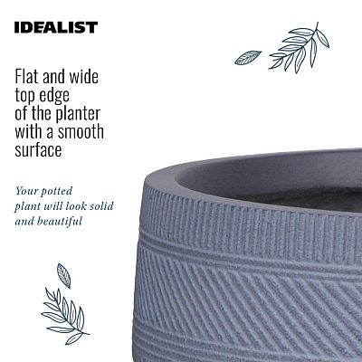 IDEALIST Lite Striped Tray Round Planter on Legs, Round Pot Plant Stand Indoor