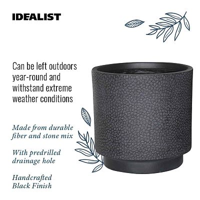 IDEALIST Lite Hammered Stone Cylinder Outdoor Planter
