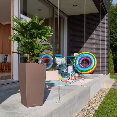 LECHUZA CUBICO Color Square Tall Poly Resin Self-watering Planter