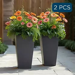 IDEALIST Lite Tall Tapered Contemporary Light Concrete Planter Set