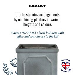 IDEALIST Lite Faux Lead Chelsea Box Square Grey Light Stone Planter Set