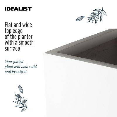 Tall Tapered Contemporary Light Concrete Planter by Idealist Lite