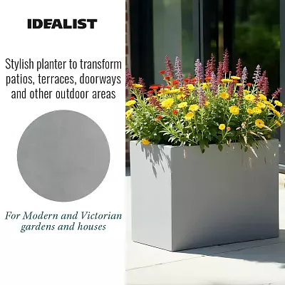 IDEALIST Lite Contemporary Light Concrete Trough Planter