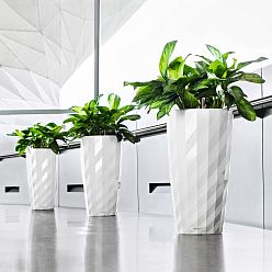 LECHUZA DIAMANTE Premium Glossy Round Tall Poly Resin Self-watering Planter