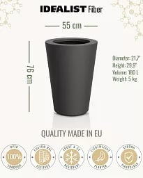 HALO Tapered Round Outdoor Fiberglass Planter
