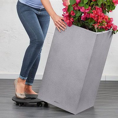 LECHUZA CANTO Stone High Square Tall Poly Resin Self-watering Planter