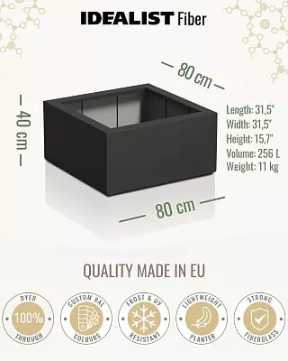 PURE Low Cube Outdoor Fibreglass Planter