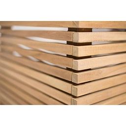 Modulo Pedestal Natural Teak Square Tall Polystone Indoor Planter
