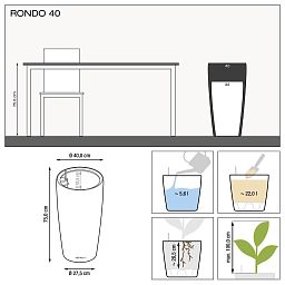 LECHUZA Rondo Round Tall Poly Resin Self-watering Planter