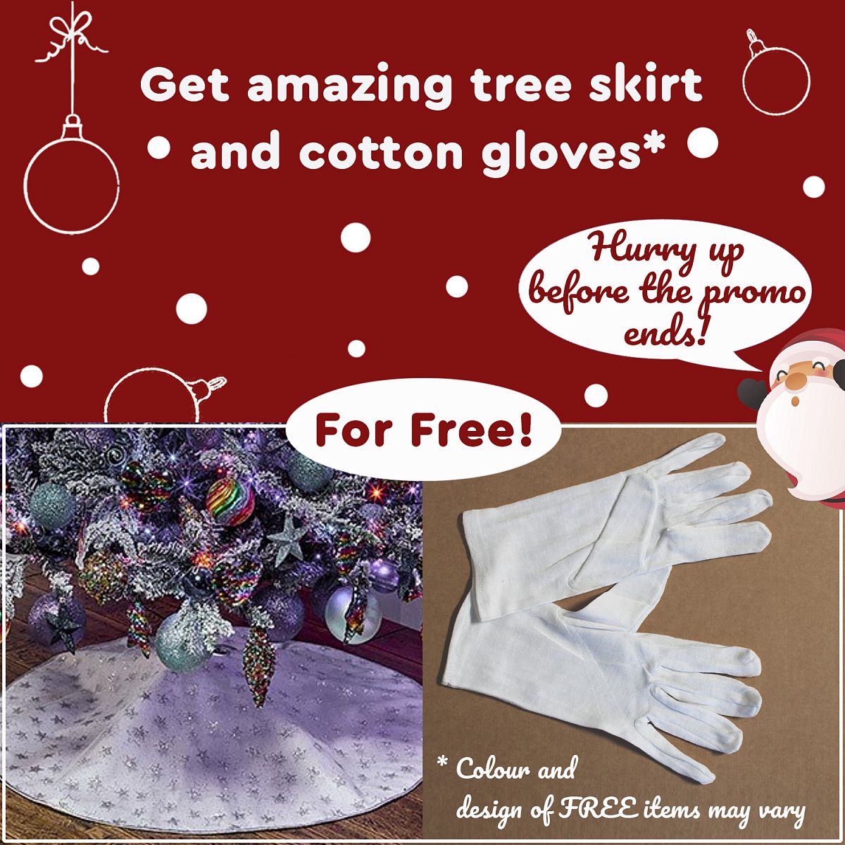 XMMS Swansea Artificial Christmas Tree with Tree Skirt & Cotton Gloves Real Touch Mixed Pine and Fir