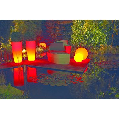 Lumenio LED Round Tall Polystone Indoor Planter