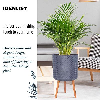 IDEALIST Lite Dotted Style Cylinder Planter on Legs, Round Pot Plant Stand Indoor
