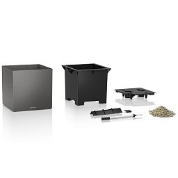 LECHUZA CANTO Stone Low Square Poly Resin Self-watering Planter