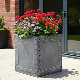 Cromwell Fiberglass Cube Antique FL Planter Pot In/Out