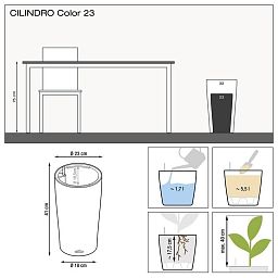 LECHUZA CILINDRO Cottage Round Tall Poly Resin Self-watering Planter