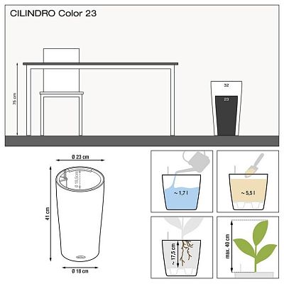 LECHUZA CILINDRO Cottage Round Tall Poly Resin Self-watering Planter