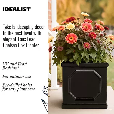 IDEALIST Lite Faux Lead Chelsea Box Square Light Concrete Planter