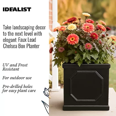 IDEALIST Lite Faux Lead Chelsea Box Square Light Concrete Planter