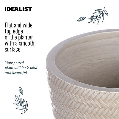IDEALIST Lite Plaited Style Round Planter Outdoor Plant Pot