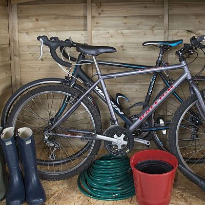 Installed Outdoor Pressure Treated Wooden Overlap Apex Outdoor Store by Forest Garden