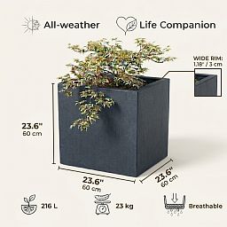 IDEALIST Lite Square Box Contemporary Light Concrete Planter