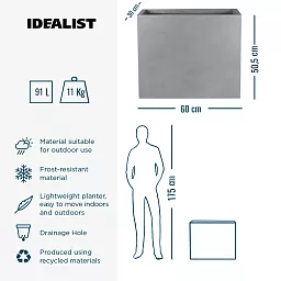 IDEALIST Lite Contemporary Light Concrete Trough Planter