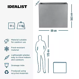 IDEALIST Lite Contemporary Light Concrete Trough Planter