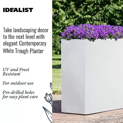 IDEALIST Lite Contemporary Light Concrete Trough Planter