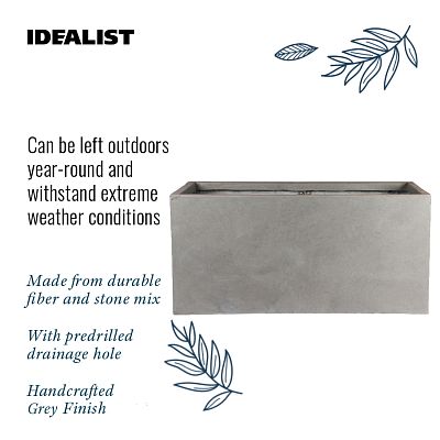 IDEALIST Lite Contemporary Light Concrete Trough Planter Set