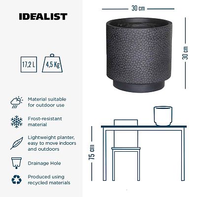 IDEALIST Lite Hammered Stone Cylinder Outdoor Planter