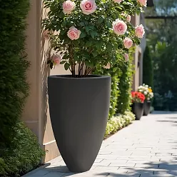 INTRO Tall Round Outdoor Fibreglass Planter
