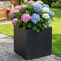 IDEALIST Lite Contemporary Flower Box Square Garden Planter, Black Ter...