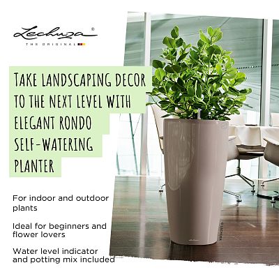LECHUZA Rondo Round Tall Poly Resin Self-watering Planter