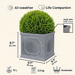 IDEALIST Lite Faux Lead Chelsea Box Square Light Concrete Planter