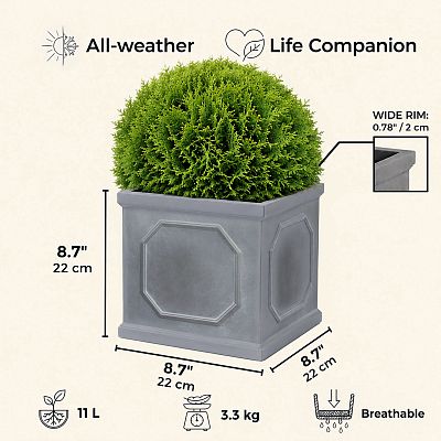IDEALIST Lite Faux Lead Chelsea Box Square Light Concrete Planter