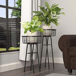 Modern Farmhouse Wire Basket Plant Stand