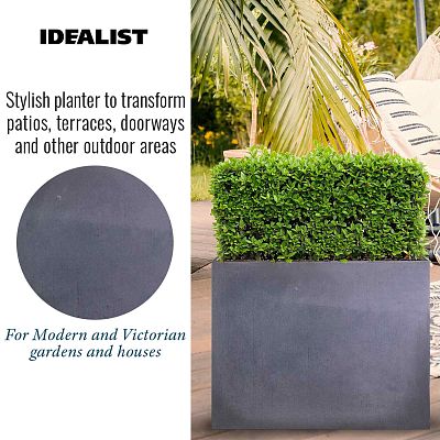 IDEALIST Lite Contemporary Light Concrete Trough Planter Set